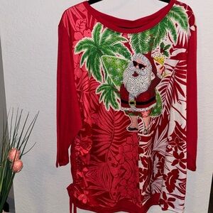 🌴Onque Casual Womens Santa Christmas Xmas Embellish Size 2X